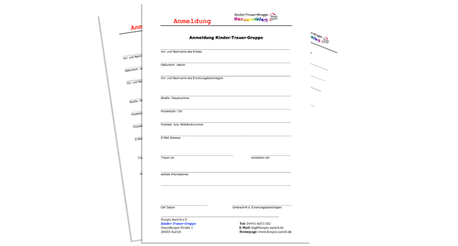 Kindertrauer Anmeldung